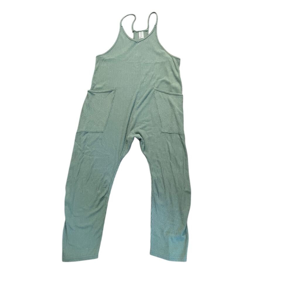 AS Revival Ribbed Jumpsuit Size XS Green Slouchy Sleeveless Cargo Pocket